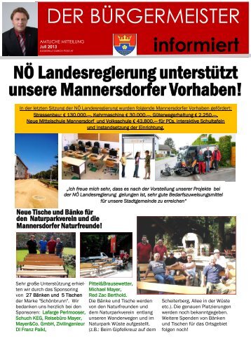 Amtliche Mitteilungen Juli 2013 - Mannersdorf am Leithagebirge