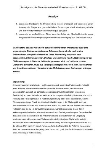 Anzeige an die Staatsanwaltschaft Konstanz vom 11.02.06 - iddd.de