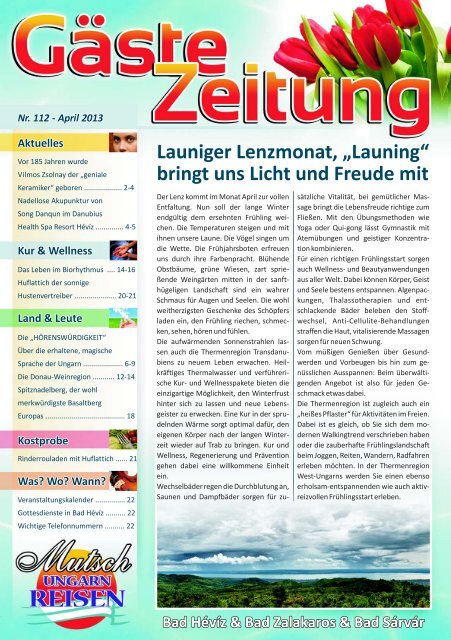 Gästezeitung 112. April - Kur und Gesundheit in Bad Hévíz