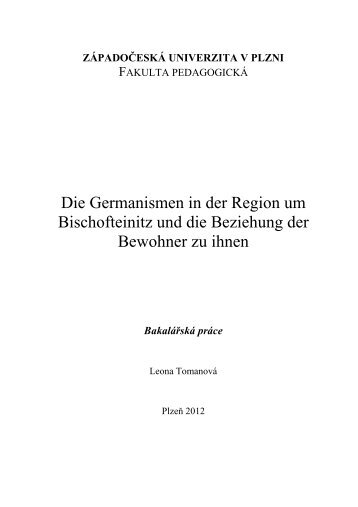 Die Germanismen in der Region um Bischofteinitz und die ...