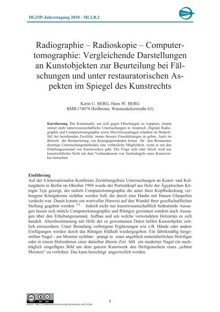 Radiographie Œ Radioskopie Œ Computertomographie ... - NDT.net