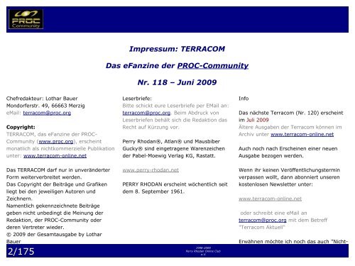 1998-2009 Perry Rhodan Online Club e.V. - Terracom - PROC