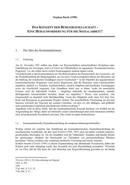 Die Idee des Kommunitarismus (PDF) - Homepage von Stephan Barth