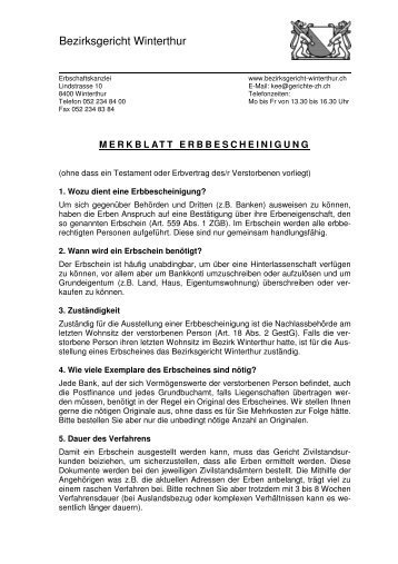 Merkblatt Erbschein-Ausstellung