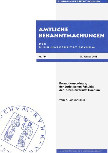 Promotionsordnung - Juristische Fakultät - Ruhr-Universität Bochum