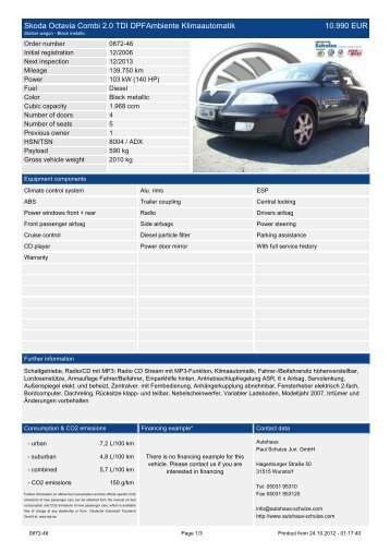 Skoda Octavia Combi 1.6 Ambiente 13.590 EUR - Autohaus Schulze