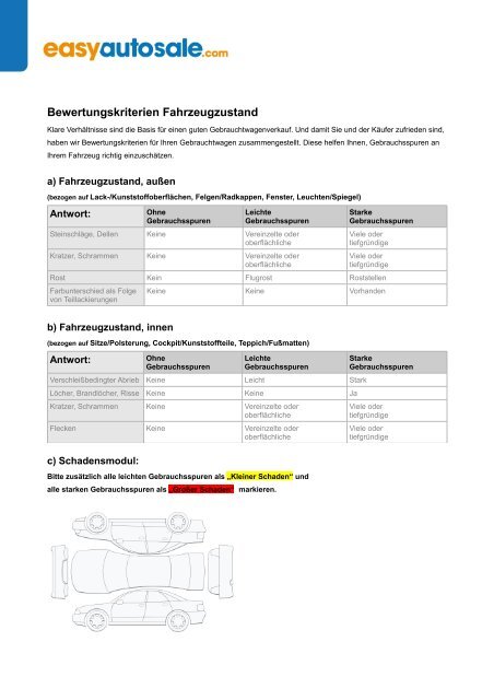 Bewertungskriterien Gebrauchtwagenzustand (PDF) - Easyautosale ...