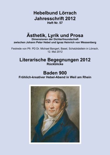 Hebelbund Lörrach Jahresschrift 2012 Ästhetik, Lyrik und Prosa ...