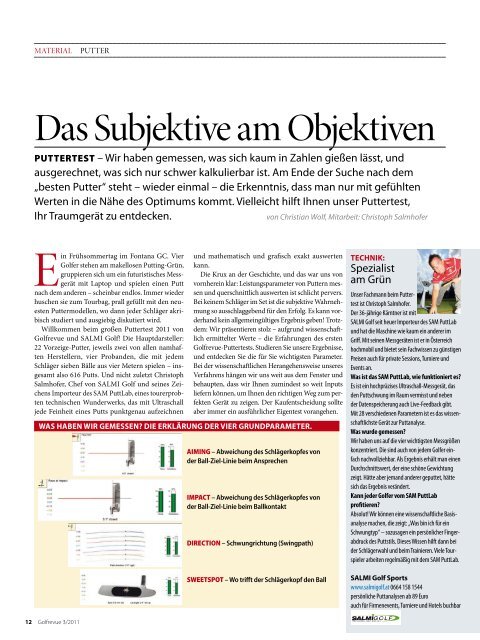 Das Subjektive am Objektiven - Science & Motion Golf