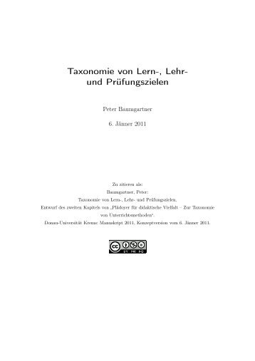 Taxonomie von Lern-, Lehr- und Prüfungszielen - Peter Baumgartner