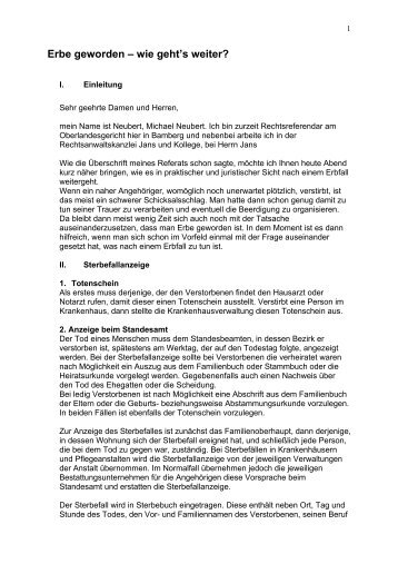 Download der Vortragsunterlagen (pdf) - Bamberger Erbrechtstage