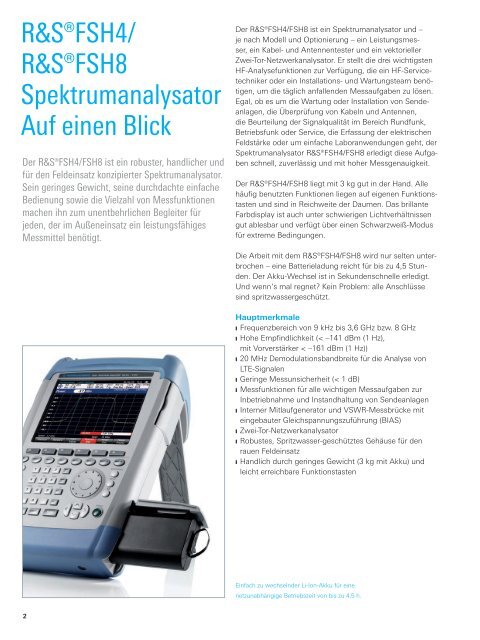 Produktbroschüre (deutsch) FSH4/8 ... - Rohde & Schwarz