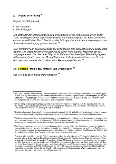 Muster einer Stiftungssatzung mit Erläuterungen - Baden-Württemberg