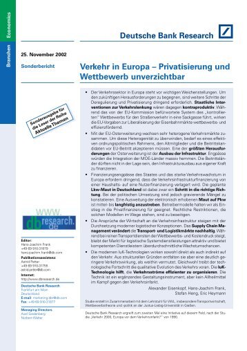 Verkehr in Europa – Privatisierung und Wettbewerb unverzichtbar