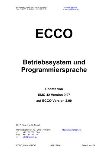 Betriebssystem und Programmiersprache - Horsch Elektronik AG