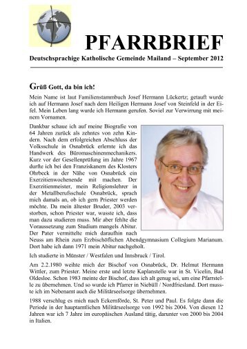 Pfarrbrief vom September 2012 - Gemeinde deutscher Katholiken ...