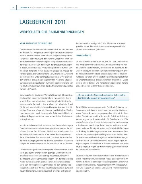 Geschäftsbericht 2011 >> - Münchener Hypothekenbank eG