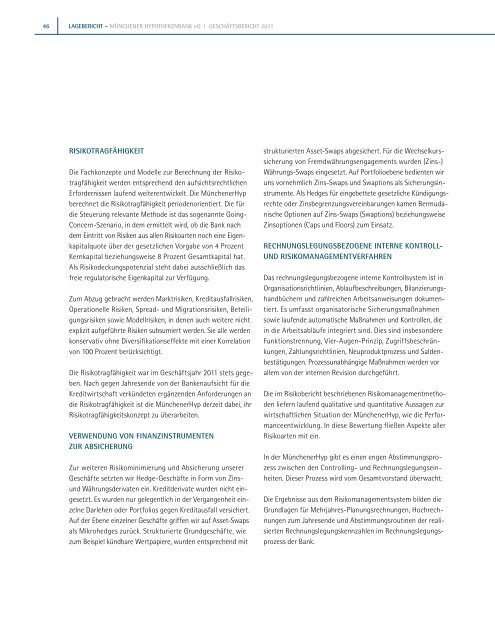 Geschäftsbericht 2011 >> - Münchener Hypothekenbank eG