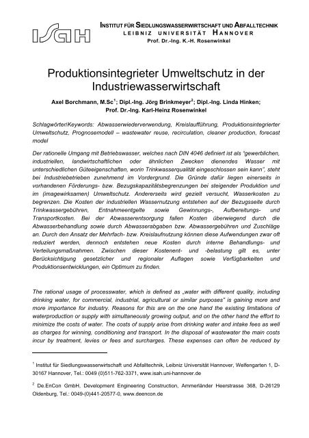 Produktionsintegrierter Umweltschutz in der ... - VSA