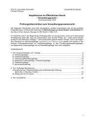 Prüfungsübersichten zum Verwaltungsprozessrecht - Universität ...