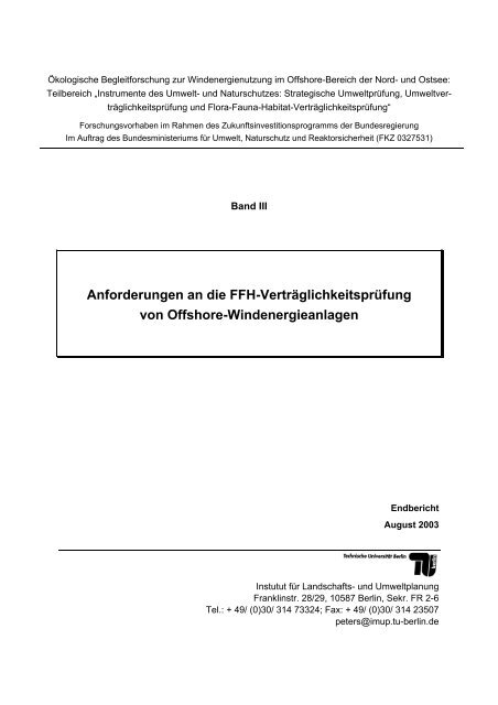 Anforderungen an die FFH-Verträglichkeitsprüfung von Offshore ...