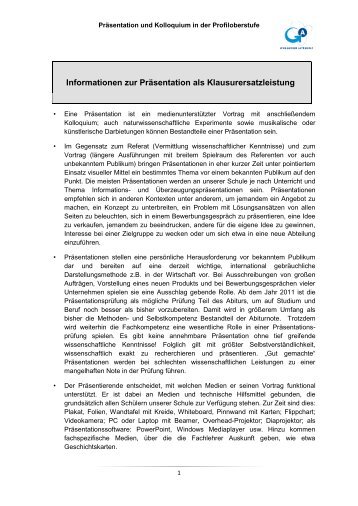 4. Präsentationen als Klausurersatzleistung - Gymnasium Altenholz