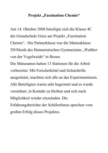 Projekt „Faszination Chemie“