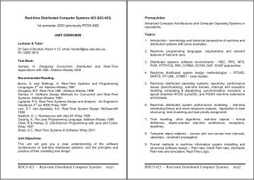 RDCS 423 - Real-time Distributed Computer Systems