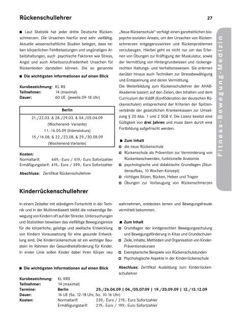 Aus- und Fortbildungen 2009 - Ausbildungsinstitute.de