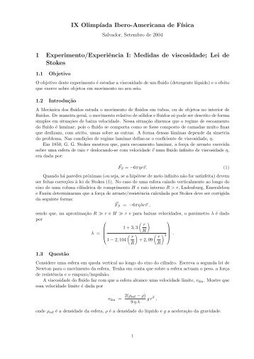 IX Olimp´ıada Ibero-Americana de F´ısica 1 Experimento/Experiência I