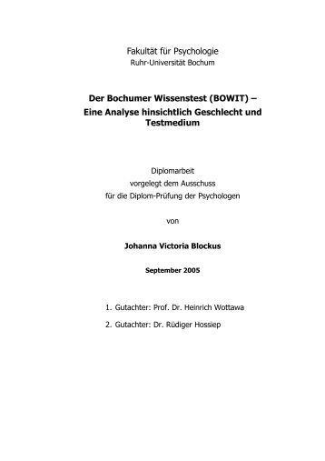 Der Bochumer Wissenstest (BOWIT)