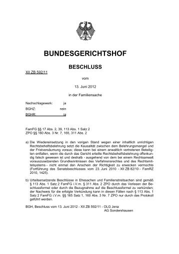 BGH - 13.06.2012 - XII ZB 592/11 - Rechtsberaterhaftung
