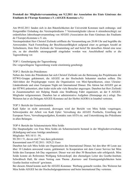 Protokoll Mitgliederversammlung 2011-02-09 - AEGEE-Konstanz