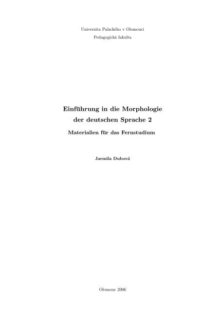 Einführung in die Morphologie der deutschen Sprache 2