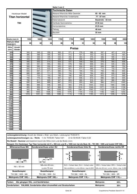 Preisliste Wärmekörper (pdf) - HTS System AG