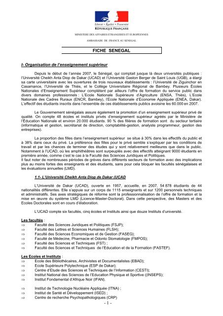 fiche senegal - France-Diplomatie-Ministère des Affaires étrangères
