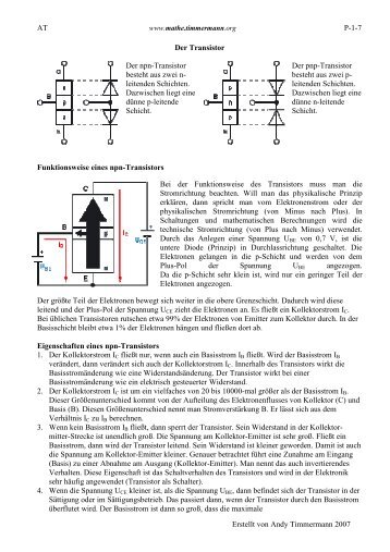 AT P-1-7 Erstellt von Andy Timmermann 2007 Der Transistor Der ...