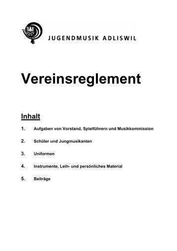 Vereinsreglement - Jugendmusik Adliswil