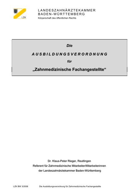 Zahnmedizinische Fachangestellte Lzk Bw