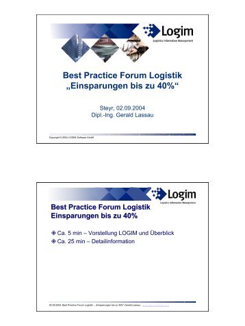 Best Practice Forum Logistik „Einsparungen bis zu 40%“