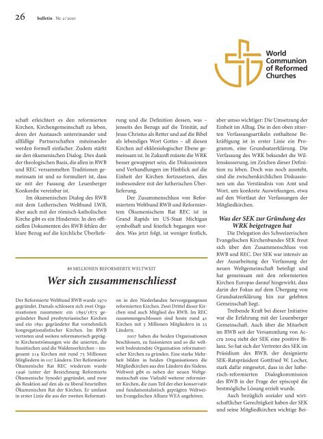 SEK-Bulletin 2/2010 - Evangelisch-Reformierte Kirche des Kantons ...