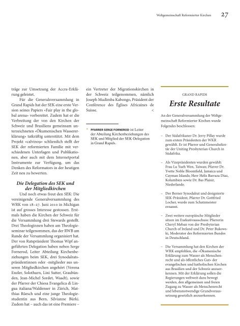 SEK-Bulletin 2/2010 - Evangelisch-Reformierte Kirche des Kantons ...