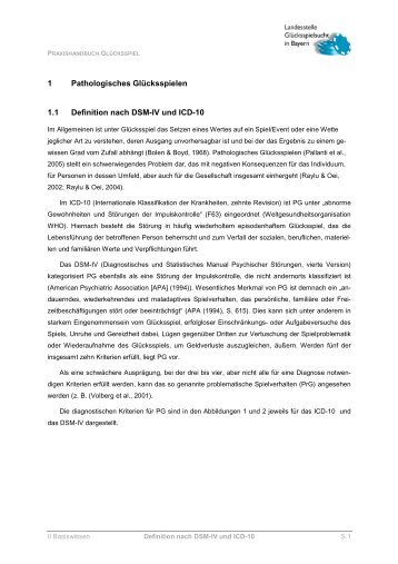 1 Pathologisches Glücksspielen 1.1 Definition nach DSM-IV und ...
