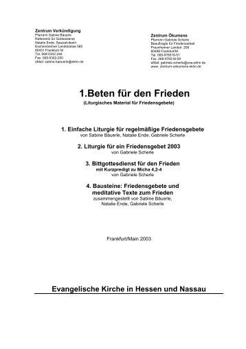 Liturgisches Material für Friedensgebete - EKHN