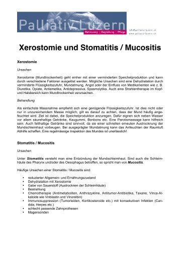 Xerostomie und Stomatitis / Mucositis - Palliativ Luzern
