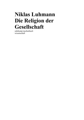 Niklas Luhmann Die Religion der Gesellschaft