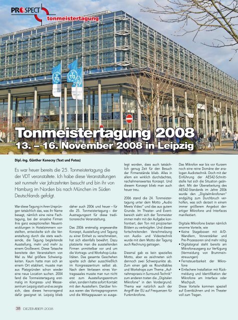 Tonmeistertagung 2008 – Ein Rückblick