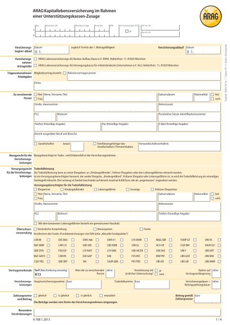 385.9 kB PDF Kapital LV/U-Kasse (A768) - beim ARAG Partnervertrieb