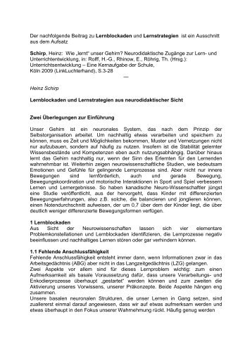 Prof. Dr. Heinz Schirp: Lernblockaden und Lernstrategien ... - Iserlohn