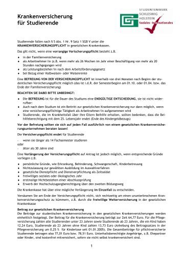 Krankenversicherung für Studierende - Studentenwerk Schleswig ...